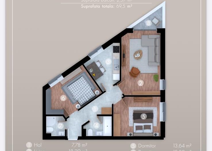 Decomandat 3cam încălzire in pardoseala/15 min metrou BERCENI - Poză 5