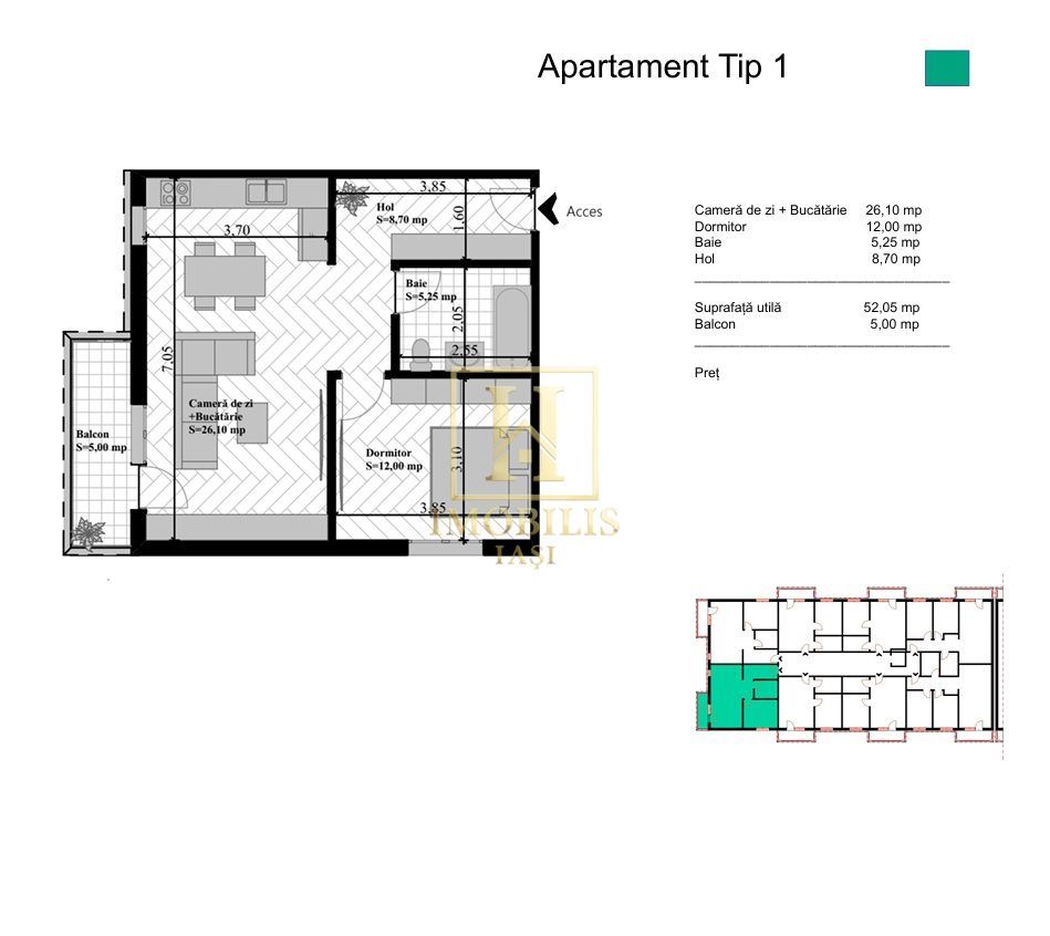 Pret PROMO 2 camere 57 mp  Bucium 87500 euro - Poză 9