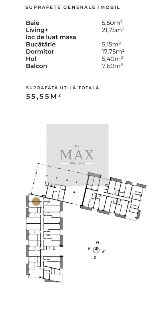 Apartament 2 camere de vânzare 55.55 mp Et.7 Mărăști Fabricii - Poză 2