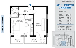 Finalizat 2 camere spațios, parter, 67 mp – încălzire în pardoseală - Schiță 13