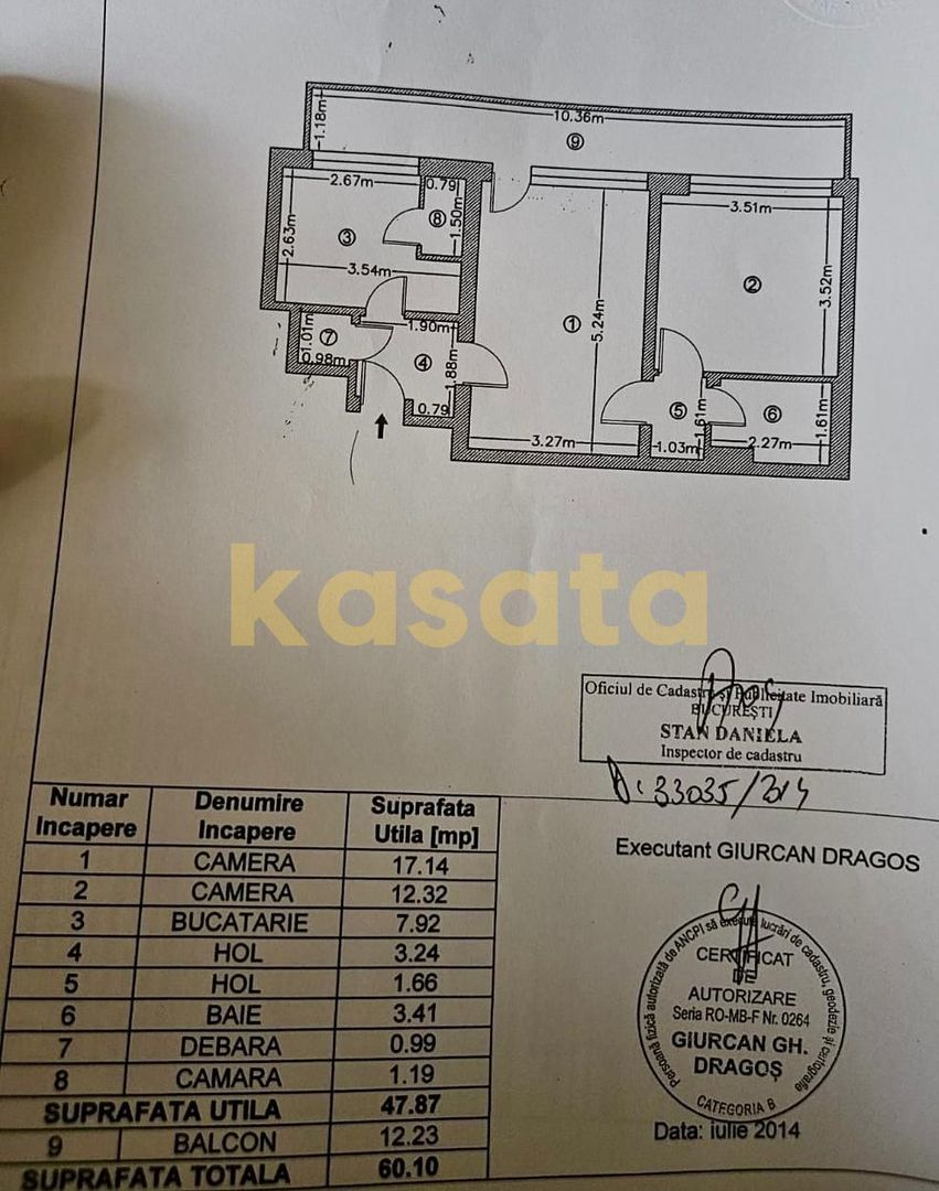 2 camere cu balcon spectaculos de 12,2 mp | Titan – Parc IOR – Metrou - Schiță 21