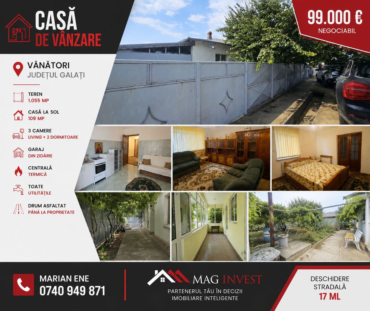 Casa la sol cu teren 1055 mp si livada - Vanatori, Galati - Poză 1
