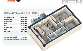 ANTIAERIANA | APARTAMENT 3 CAM DECOM | 74 mp Utili | ALEXANDRIEI 152 - Poză 24