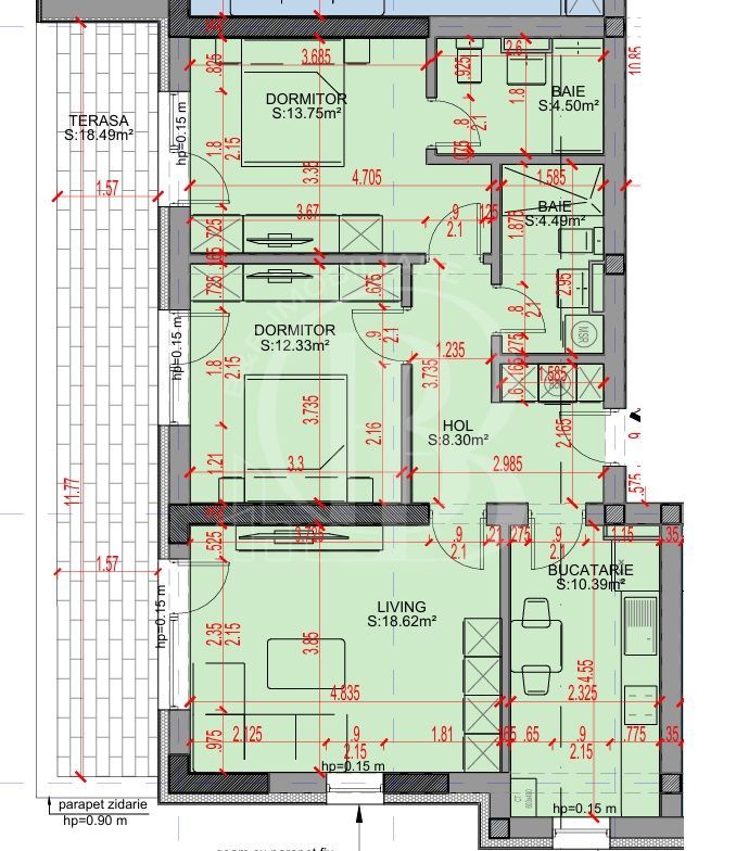 Apartament 3 camere Parcare Gratis Theodor Pallady 5min STB - Schiță 2