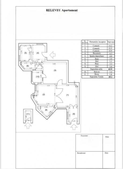 Apartament 3 camere Unirii Horoscop | Renovat complet | Imobil cu lift - Schiță 44