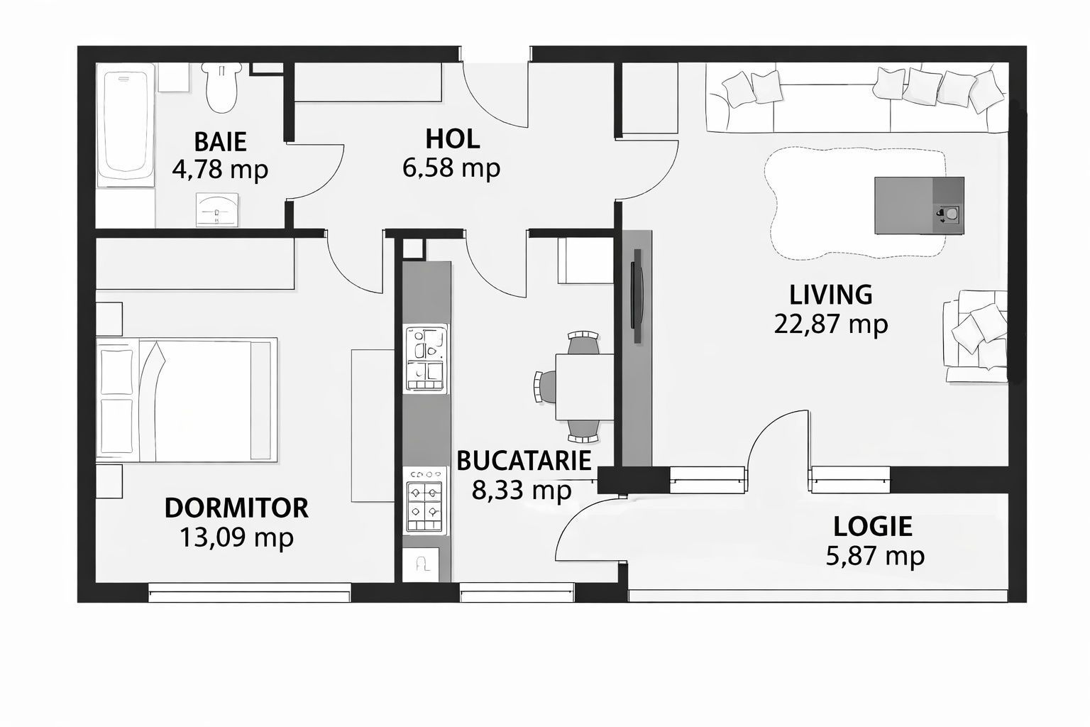 Apartament 2 Camere, 1 Decembrie 1918, Bloc 2020, Parcare, Etaj 2/3 - Poză 8