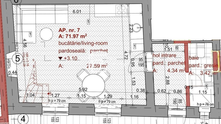 Apartament nou 72 mp, la cheie, Sibiu – zonă centrală - Schiță 5