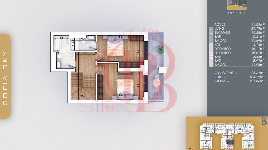 Duplex 3 camere Bloc Finalizat 7min Metrou Th. Pallady - Schiță 5
