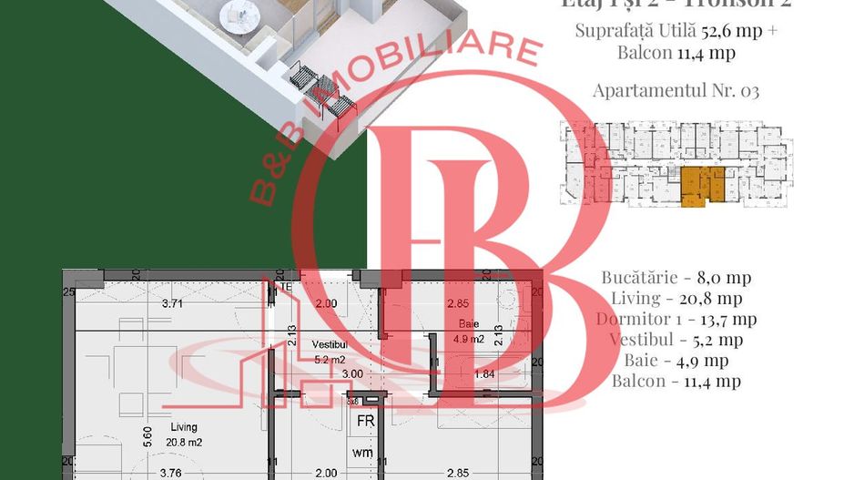 Th. Pallady | 2 Camere compartimentare practica | Metrou Teclu - Schiță 3