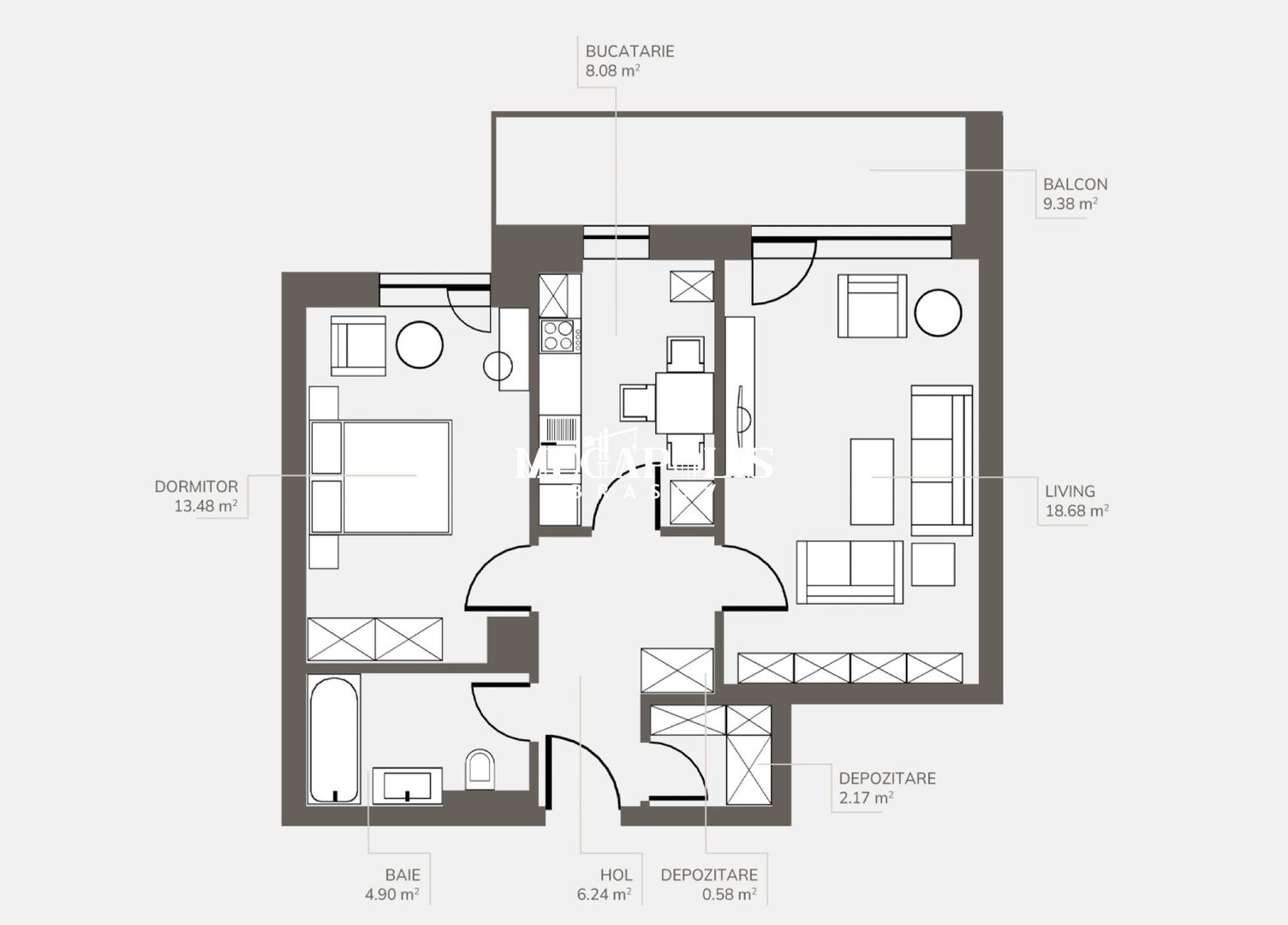 Apartament Premium | 2 camere | Bartolomeu | 54 MP - Poză 2