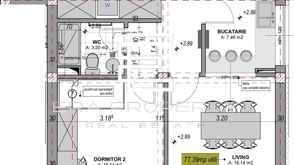 Apartament 3 camere-77 mp, -la cheie -intabulat -zona Industriala Vest, Sibiu - Schiță 15