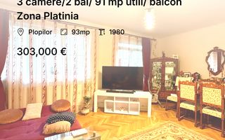 3 camere/2 băi/ 91 mp utili/ balcon Zona Platinia - Poză 1