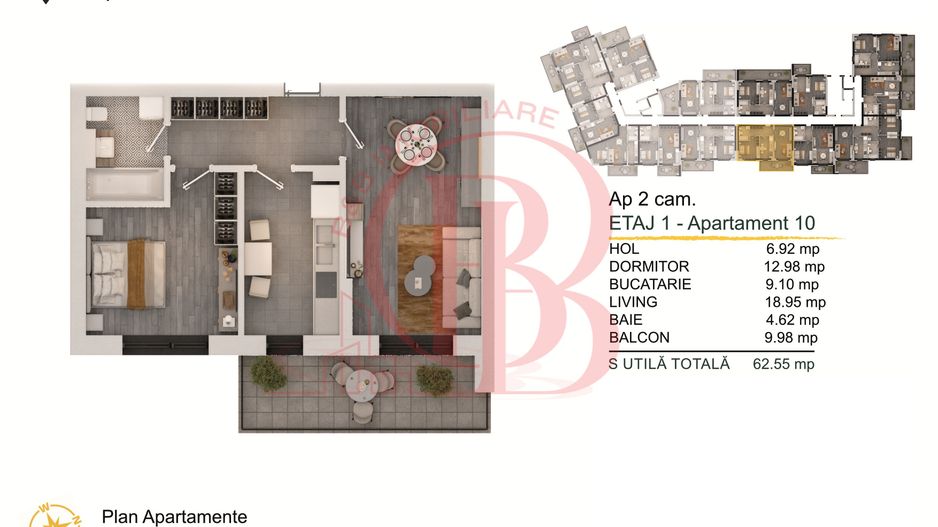 Apartament 2 camere Titan-Pallady cu Loc de Parcare Gratuit - Schiță 1