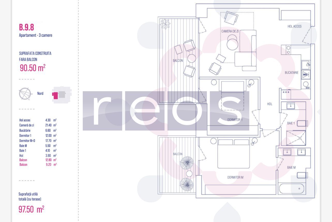 ETAJ 9-13 | 3CAMERE |VEDERE PANORAMICA| PARCARE|TERASA |ONE VERDI PARK - Schiță 14