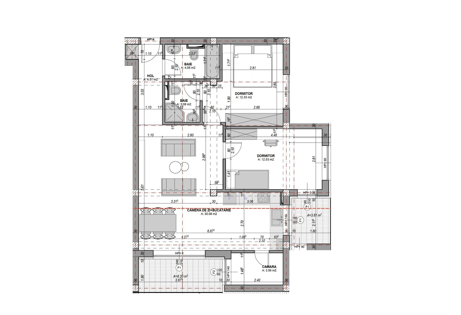 Apartament 3 camere cu 2 bai si 2 terase  - etaj 1, finisat la cheie - Poză 9