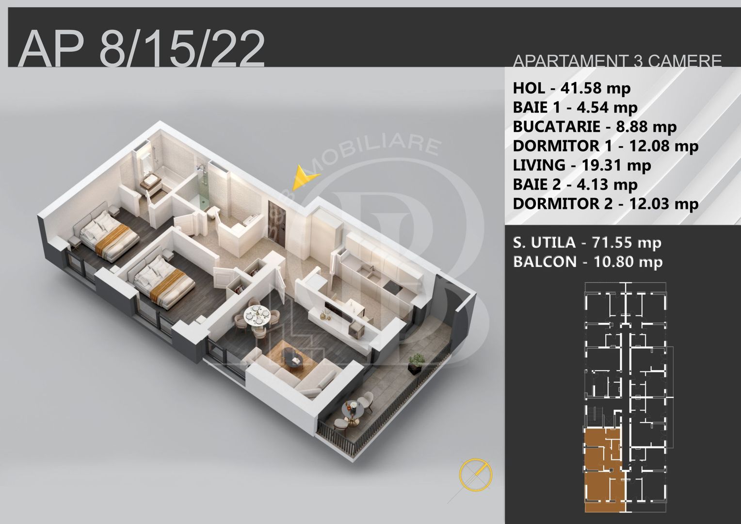 3 camere decomandat bloc boutique 7min STB Bratarii - Schiță 11