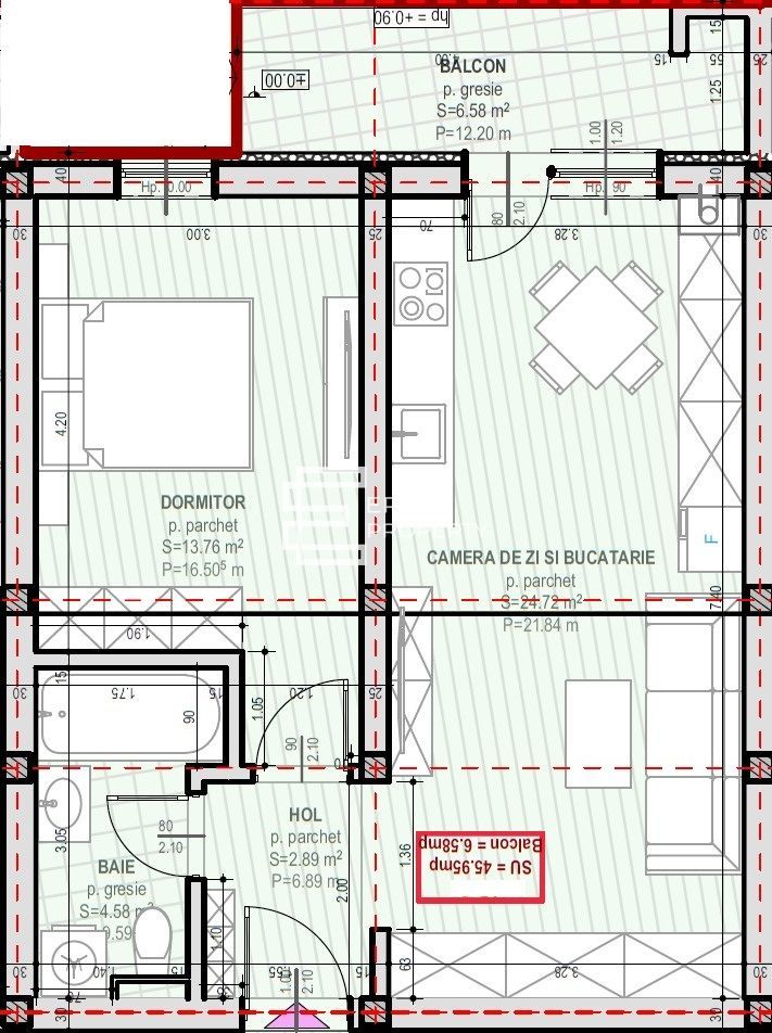 Apartament 2 camere 46 mp-etaj 1 -Șelimbăr, zona Unirii - Schiță 9