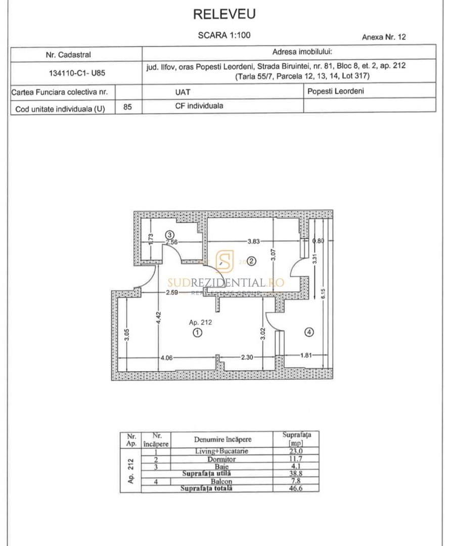 Apartament modern cu 2 camere, finisaje premium, 2/8 -Popesti-Leordeni - Schiță 13