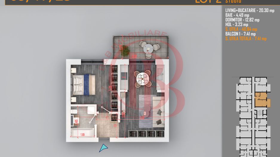 Apartament 2 camere-Theodor Pallady Metrou Teclu - Schiță 1