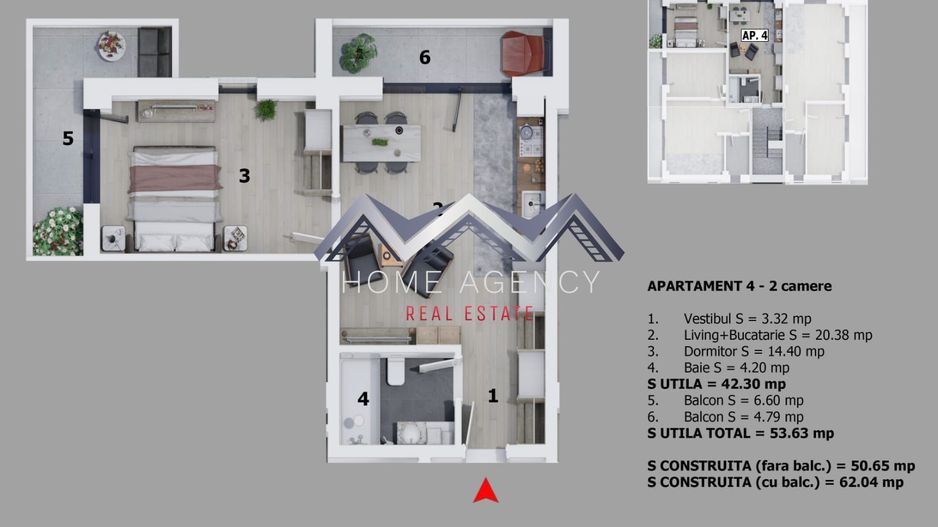 Apartament 2 camere | mobilat, utilat, parcare - Schiță 10