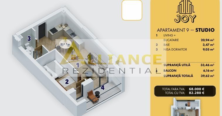5 MINUTE METROU BERCENI - STUDIO - 40mp - 82.280â¬ - Poză 4