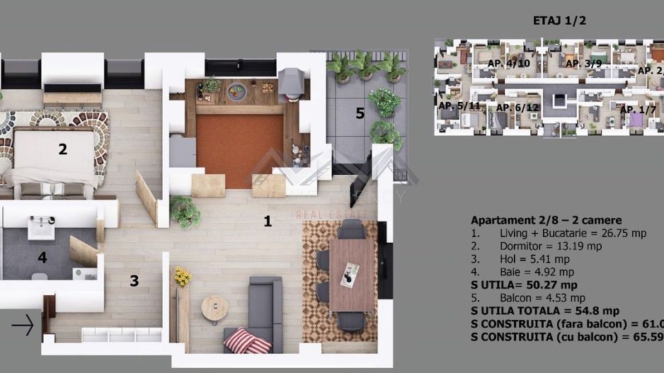 Apartament 2 camere Otopeni central | bloc cu lift | include parcare - Schiță 10