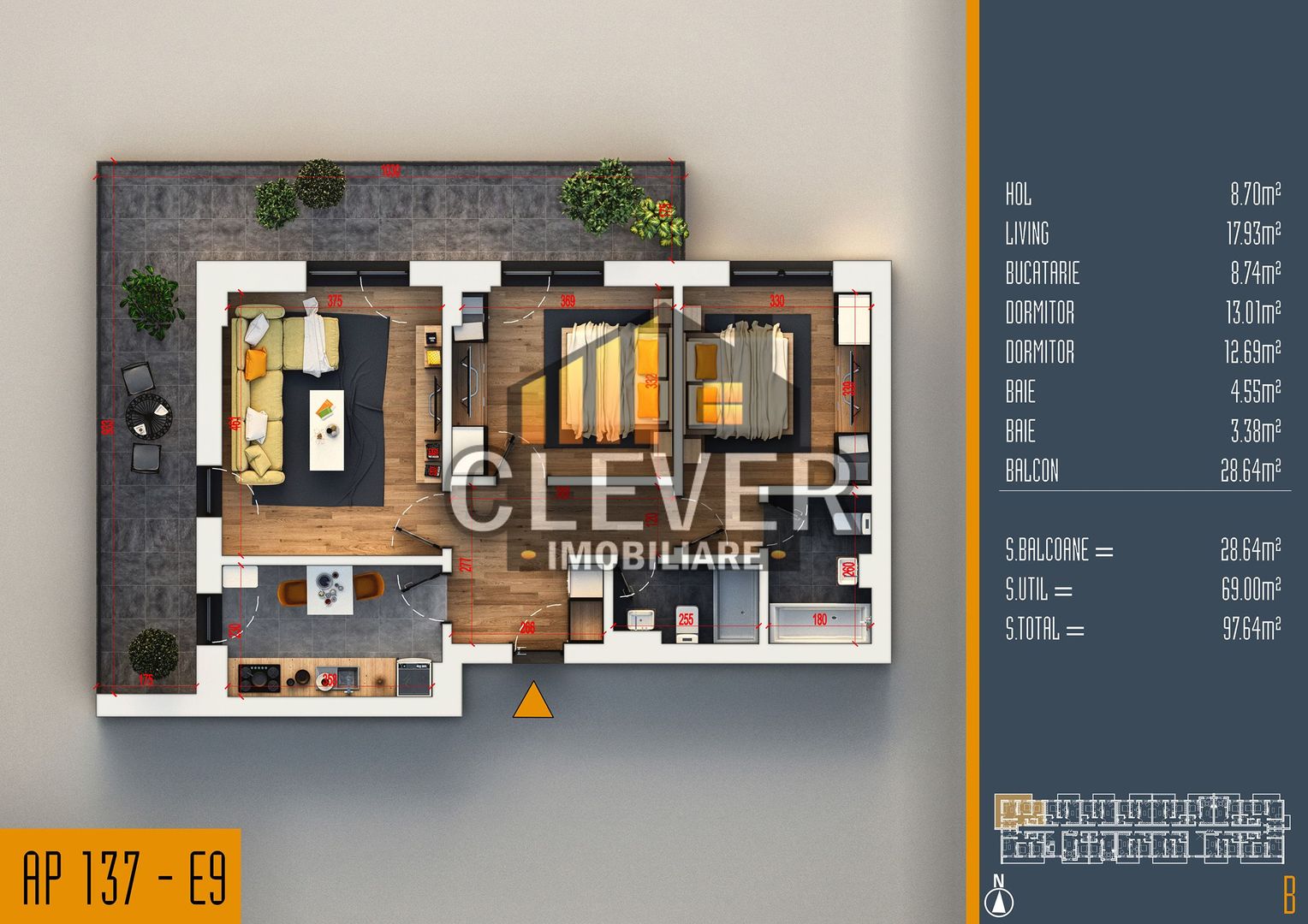 Apartament Superb 3 Camere cu Terasa Generoasa Titan Pallady - Poză 2