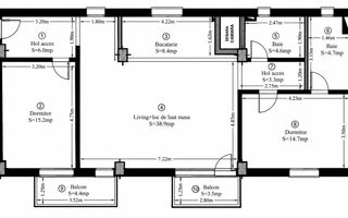 Apartament 3 camere, confort sporit, la cheie, Marasti - Schiță 2