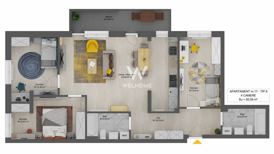 Apartament 4 camere intabulat - Sibiu - Schiță 5