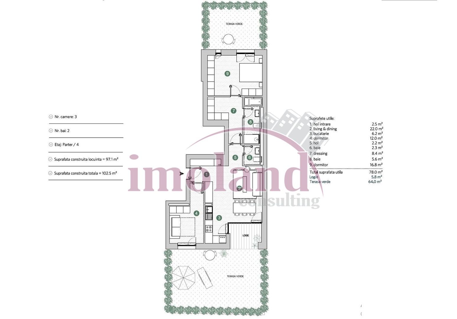 3 camere+gradina - mobilat+utilat - Avalon Estate-Pipera - Schiță 12