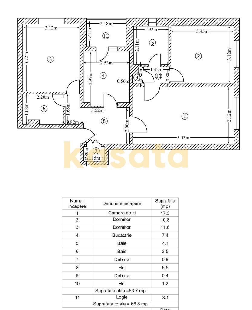 OPORTUNITATE | APARTAMENT 3 CAMERE | COLENTINA | CENTRALA  | RENOVAT - Schiță 9