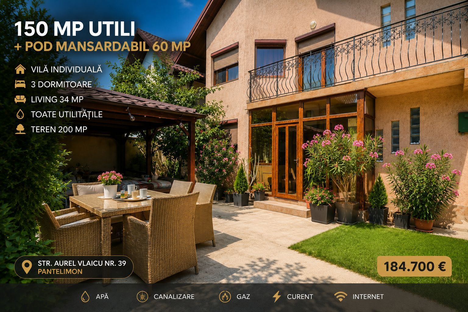 VILĂ INDIVIDUALĂ P+M | 150 MP | POD MANSARDABIL- TOATE UTILITATILE - Poză 1