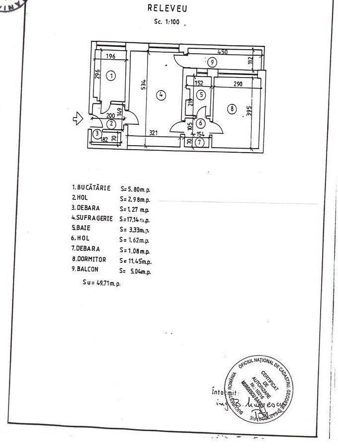 Apartament 2 camere, etaj 2, mobilat/utilat complet in zona Dristor - Parc IOR - Schiță 15