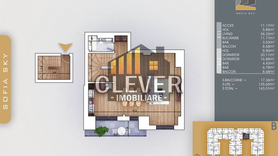 Duplex 3 camere Incalzire prin Pardoseala Th. Pallady - Schiță 8