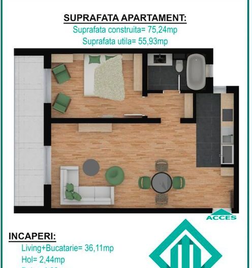 Apartament cu doua camere in bloc nou zona Torontalului - Poză 4