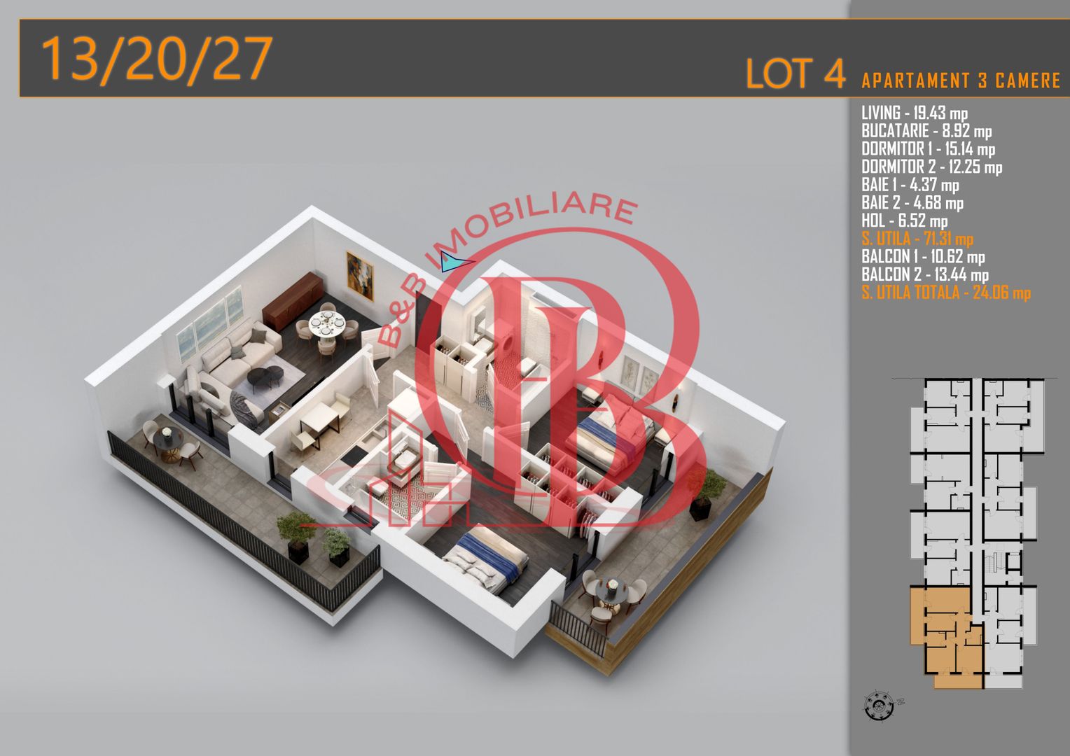 Apartament 3 camere Titan Th. Pallady-Sector 3-Metrou Teclu - Schiță 10