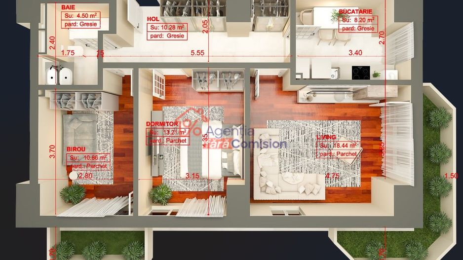 Apartament 1C, Copou, 43,4mp, 110000euro+TVA - Poză 9