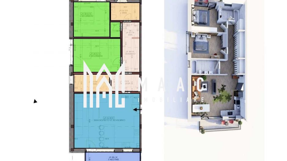 Apartament 3 camere I 88,7 mp I 2 balcoane I Cartierul Arhitecților - Poză 3