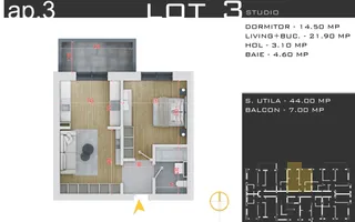 Apartament 2 camere Titan-Theodor Pallady-Metrou N. Teclu - Schiță 13