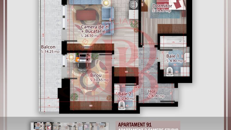 Apartament 3 camere   Titan Pallady Metrou Nicolae Teclu - Schiță 3