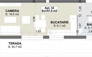 Apartament 3 camere, terasă 34 mp, zonă liniștită. - Poză 9