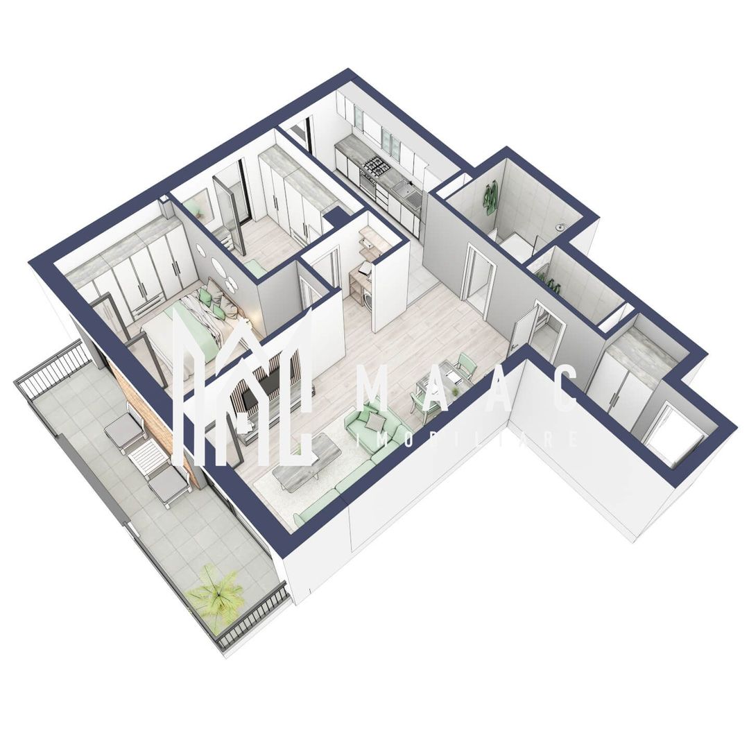 Apartament 3 camere | Balcoane 15.1 mp | Etaj 1 | Turnisor - Poză 3