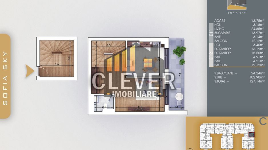 Duplex 3 camere cu 3 Bai-Bucatarie Inchisa-Titan Sector 3 - Poză 1