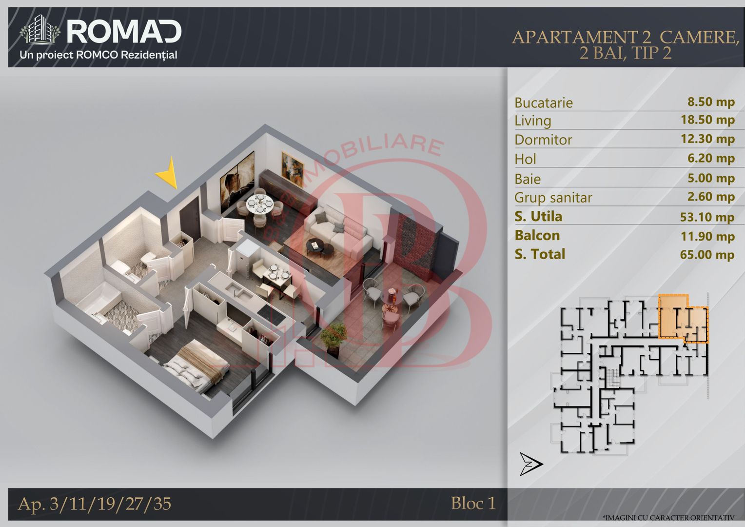 Apartament 2 camere Proiect Premium Independent Energetic - Schiță 12