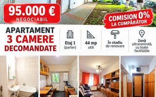Apartament cu 3 camere, etaj 1 (parter cu demisol), VASLUI zona CENTRU; - Poză 1