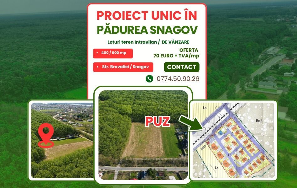 EXCLUSIVITATE-PROIECT UNIC PADUREA SNAGOV! Loturi 400-600 m2 ,PUZ - Poză 1