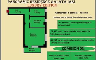 Apartament 1 camera de vanzare in Iasi, Galata, 45,12 mp, baie cu geam - Poză 2