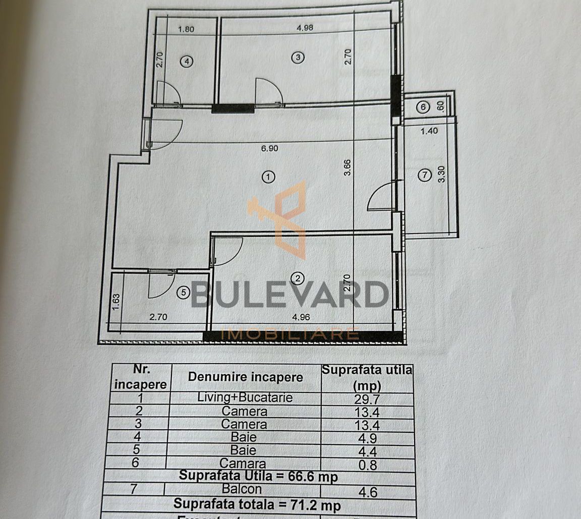 Apartament cu 3 camere, Zona Vivo! - Schiță 3