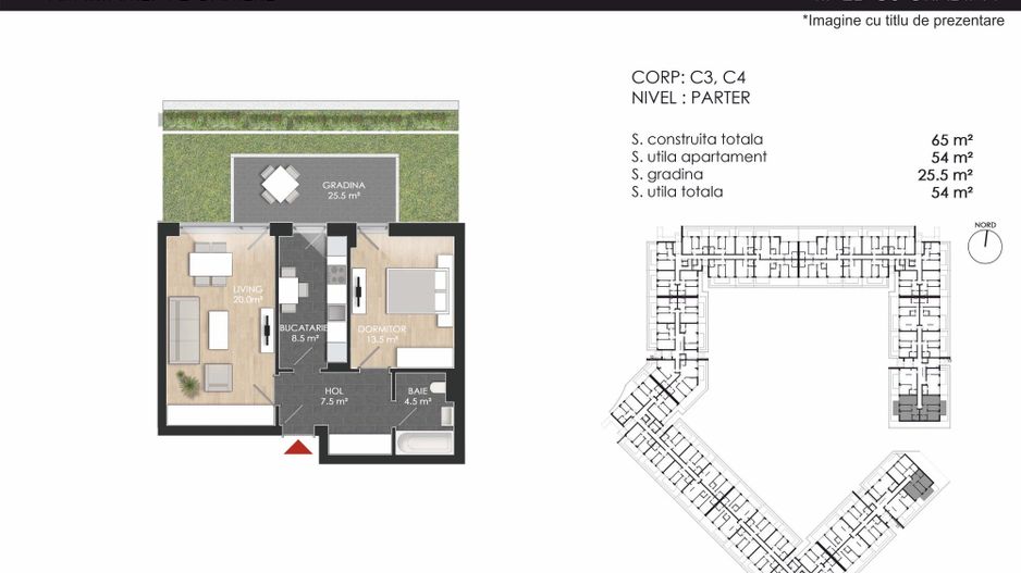 2 camere cu grădină proprie Sector 1 - Mall Colosseum - Schiță 18
