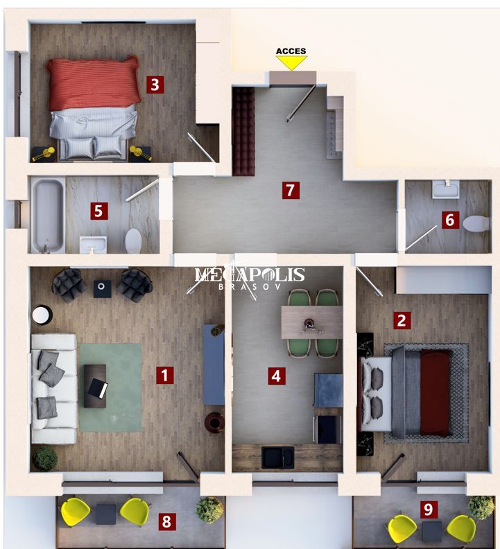 Apartament 3 Camere Decomandat-2 Bai/ 2026/ TVA inclus - Poză 6